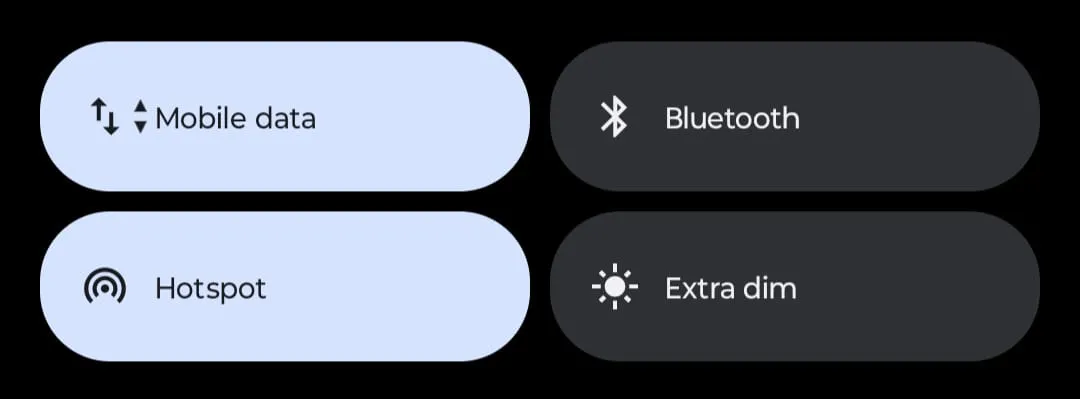 four fucking stupid rounded pills in the notification shade
